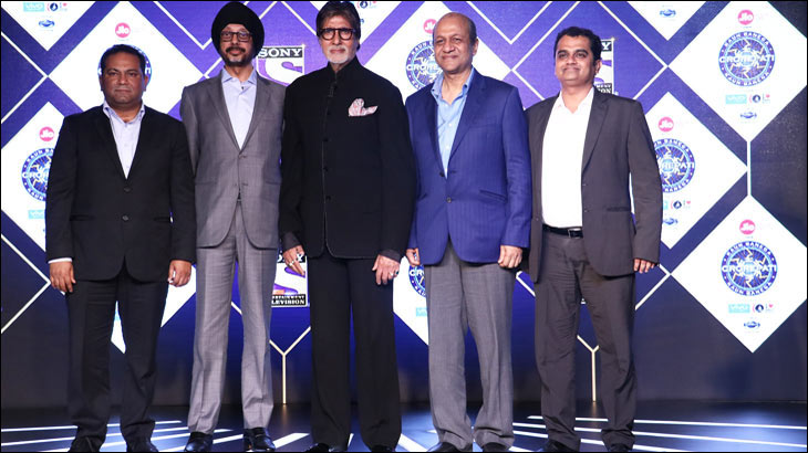 From L-R - Danish Khan,  NP Singh,  Amitabh Bachchan, Siddhartha Basu and Ashish Golwalkar at the press conference of Kaun Banega Crorepati 9 in Mumbai