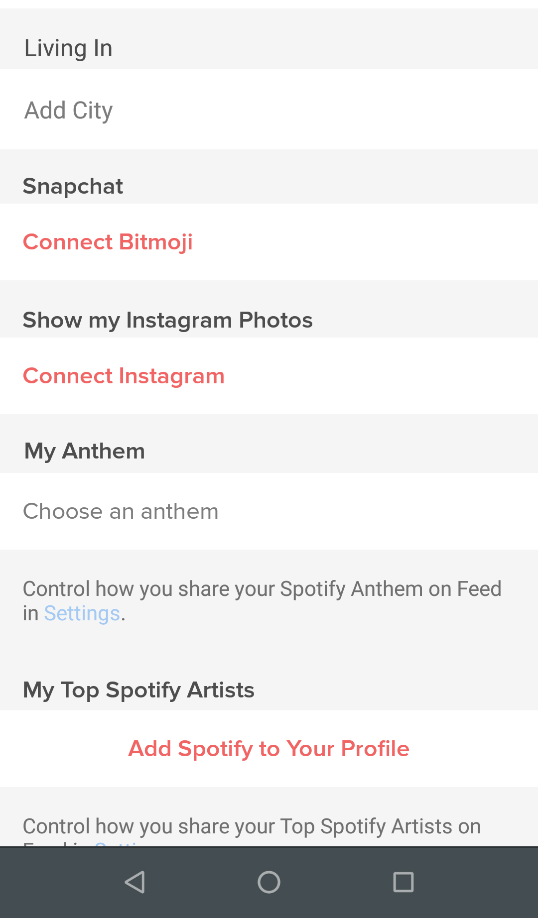 How to add anthem on tinder